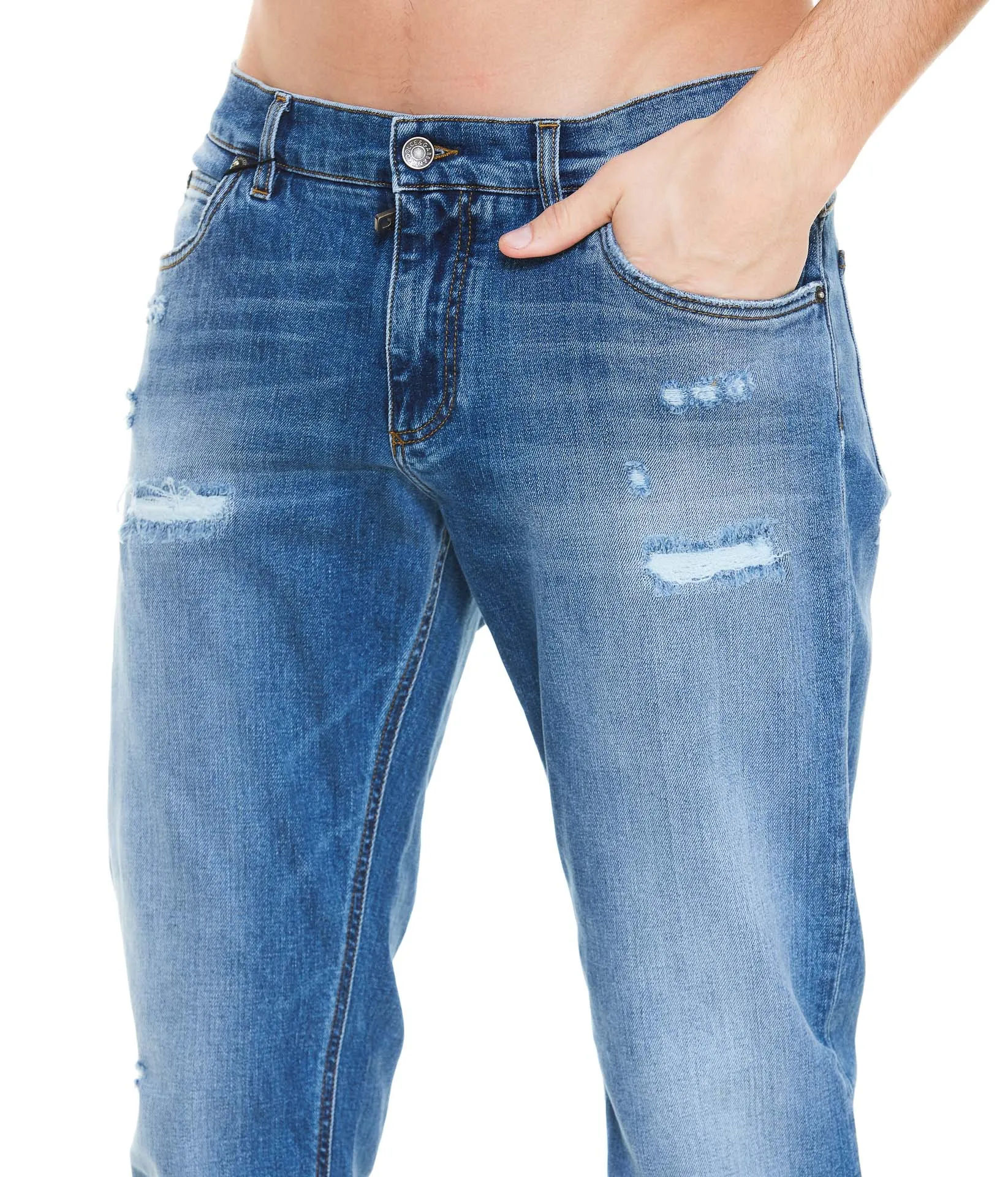 Dolce & Gabbana Distressed Regular-Fit Stretch Jeans