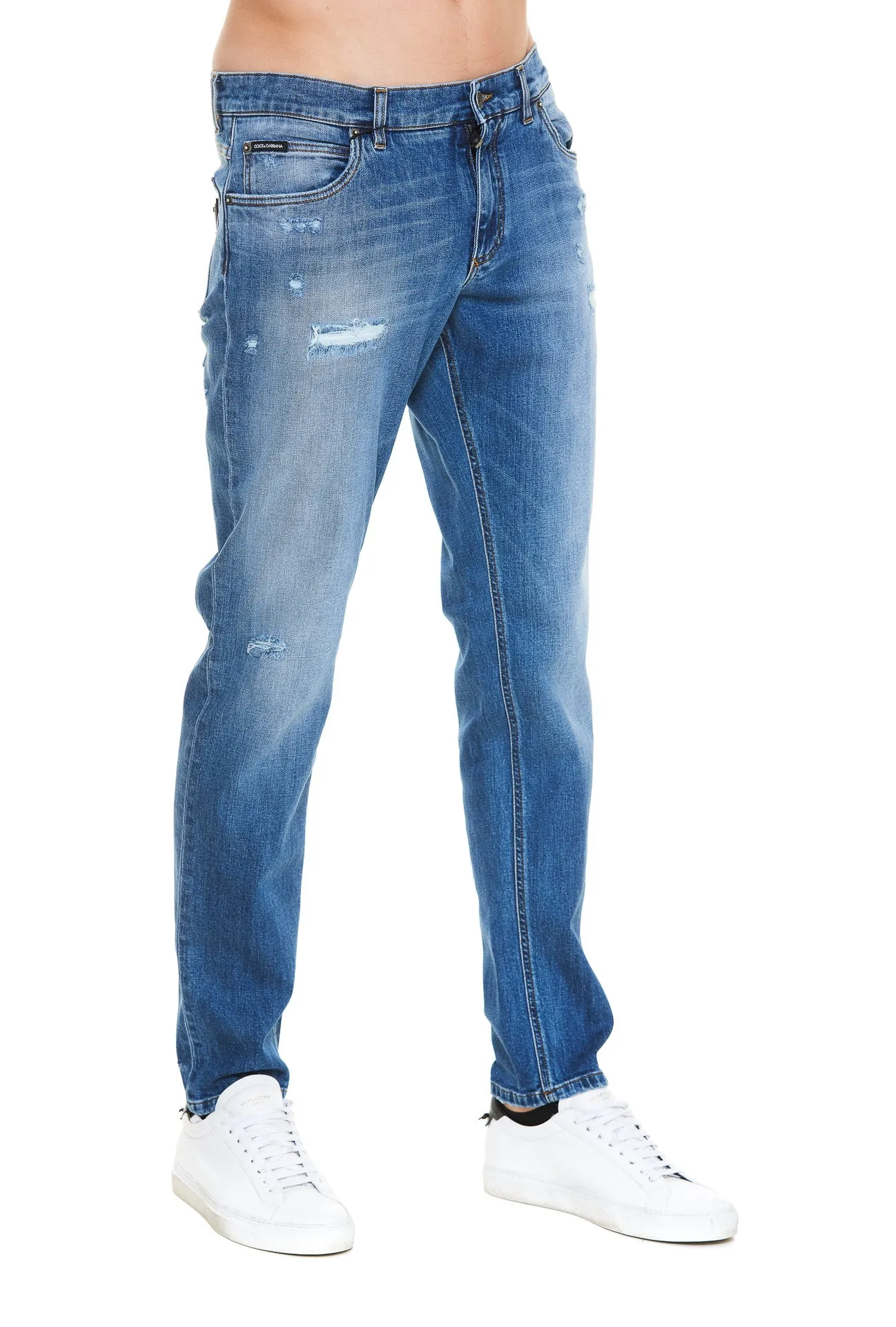 Dolce & Gabbana Distressed Regular-Fit Stretch Jeans