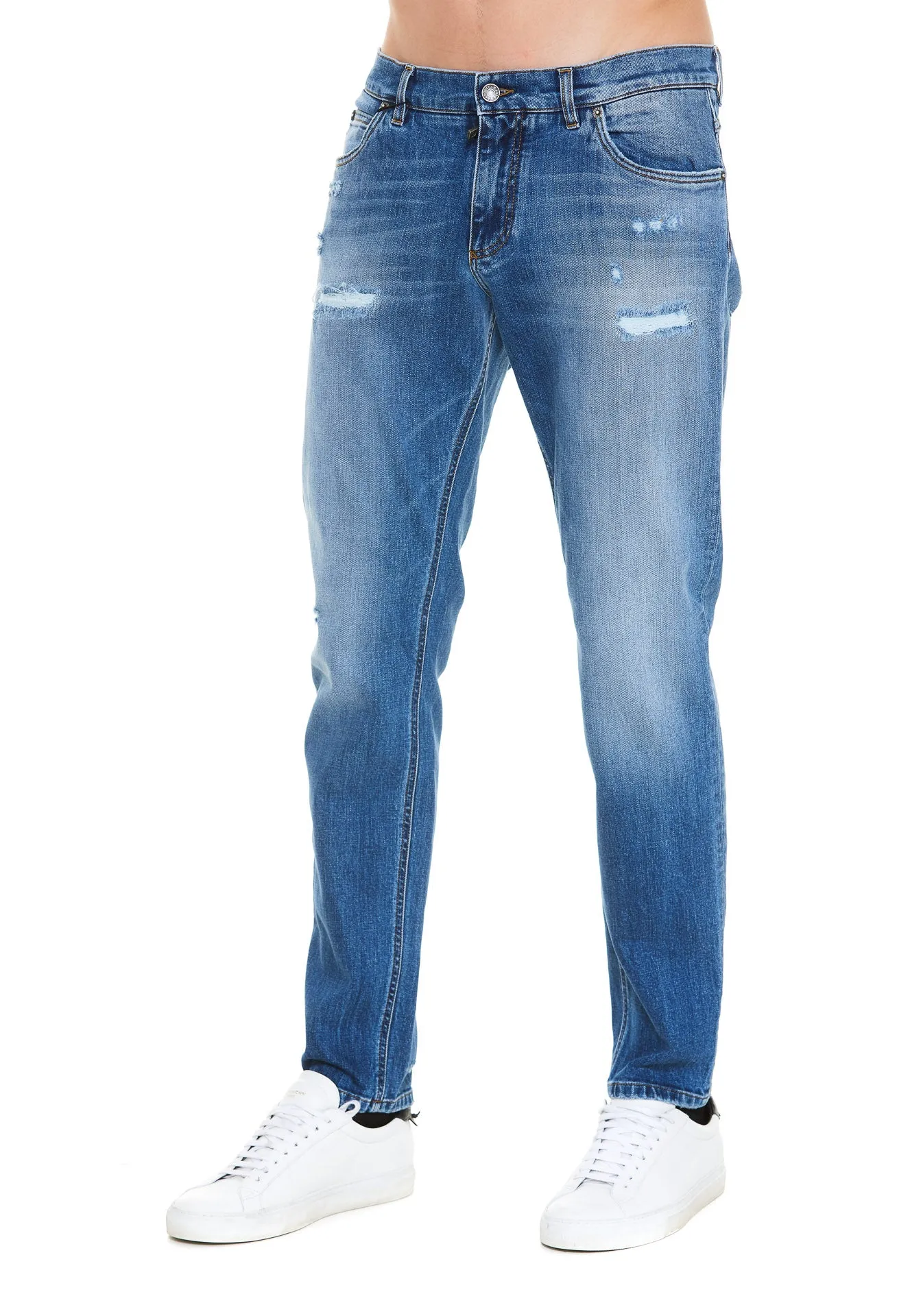 Dolce & Gabbana Distressed Regular-Fit Stretch Jeans