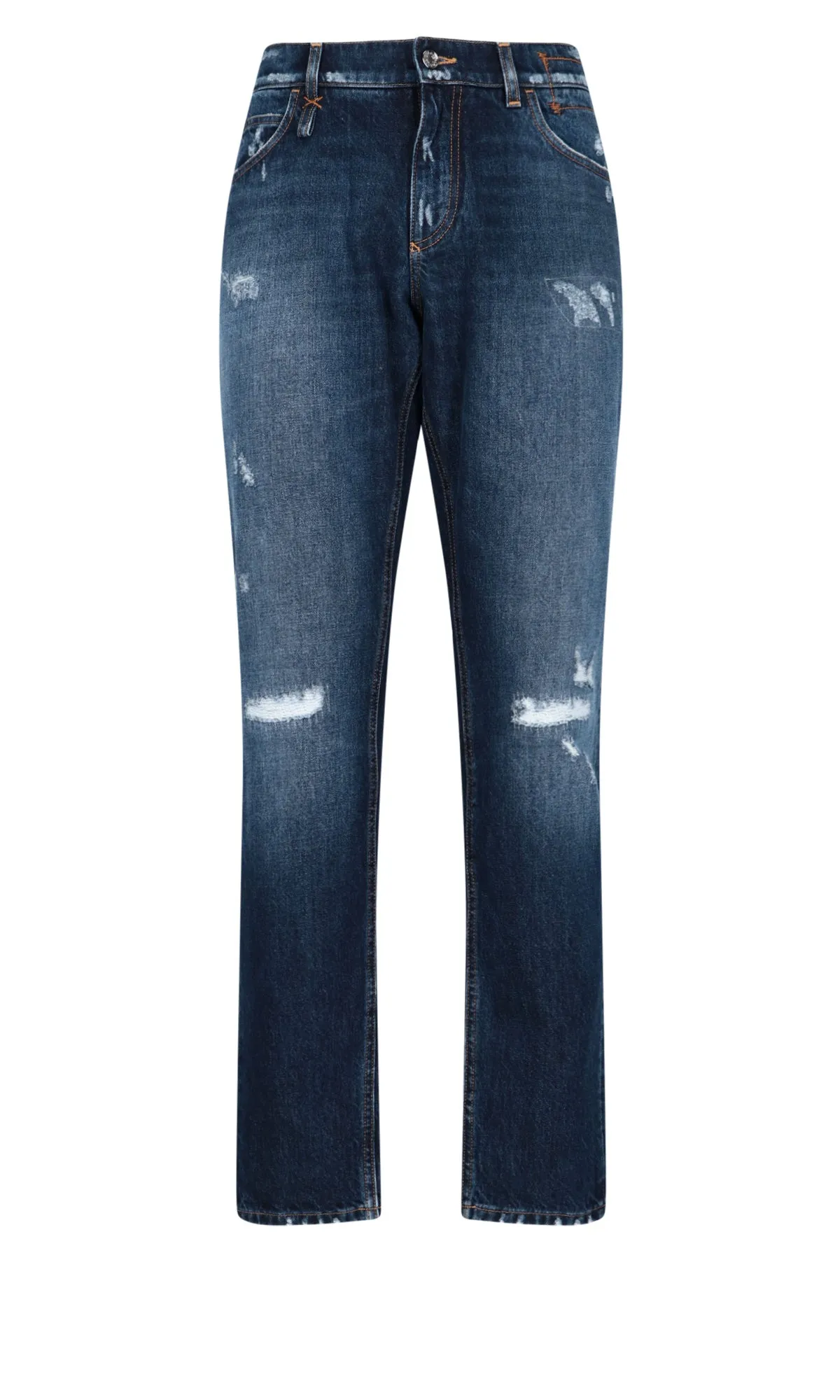 Dolce & Gabbana Distressed Straight-Leg Jeans