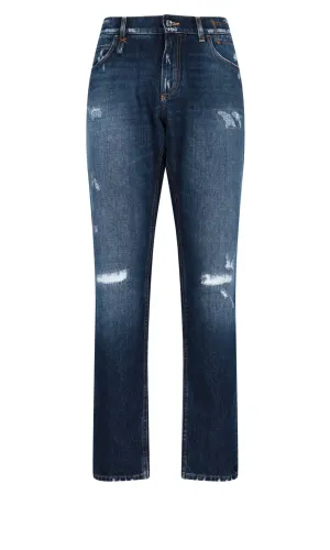 Dolce & Gabbana Distressed Straight-Leg Jeans