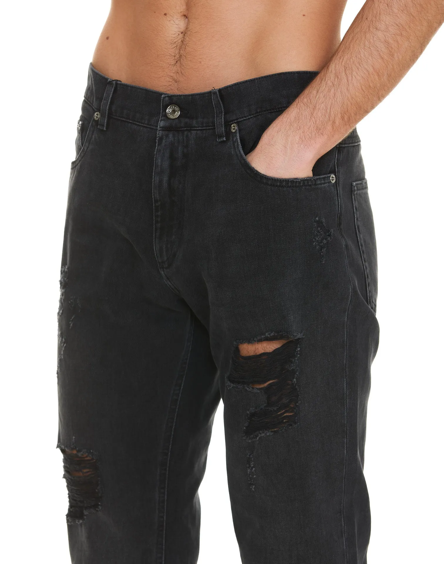 Dolce & Gabbana Distressed Straight Leg Jeans