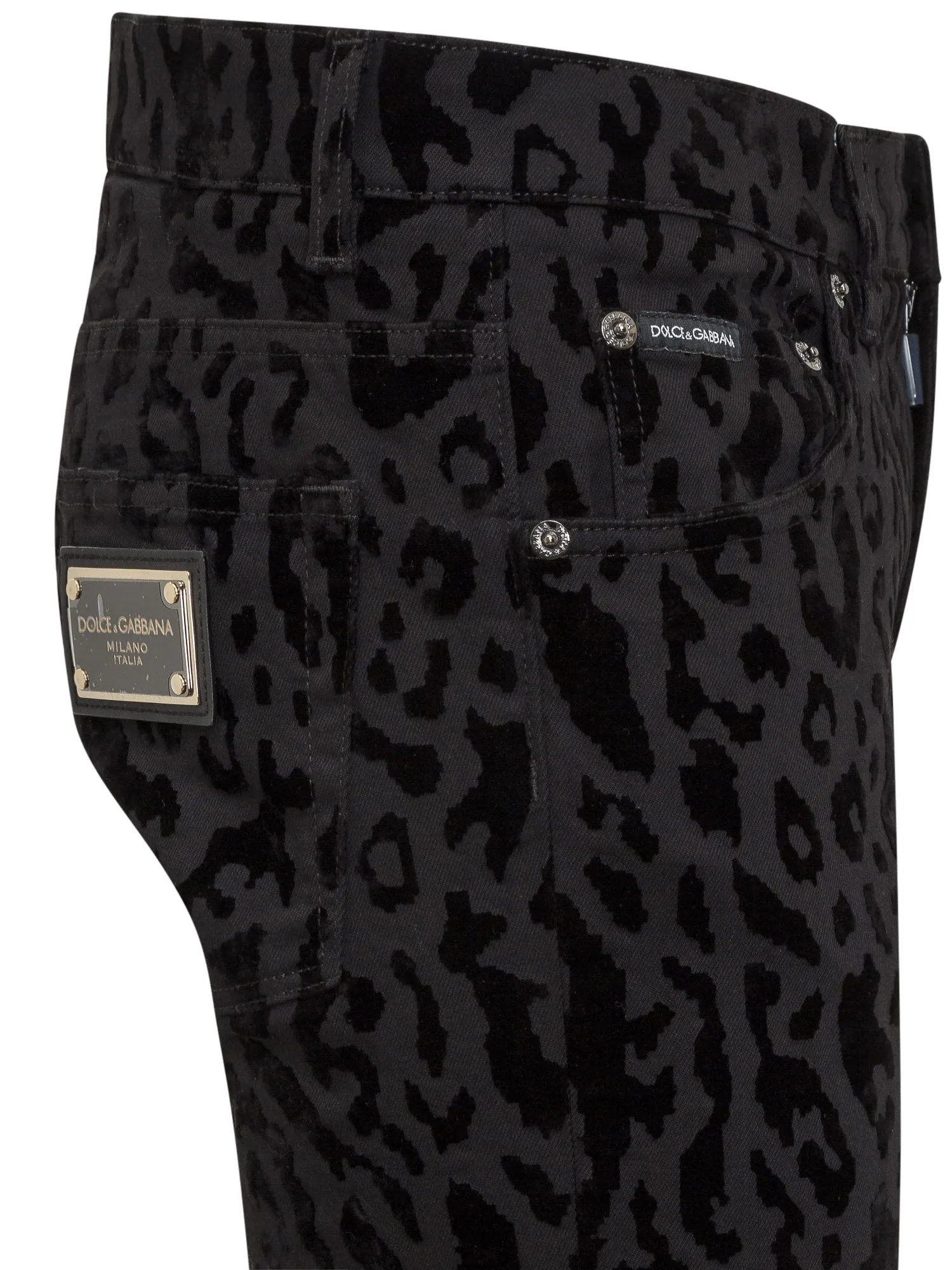 Dolce & Gabbana Leopard Printed Slim Fit Denim Jeans