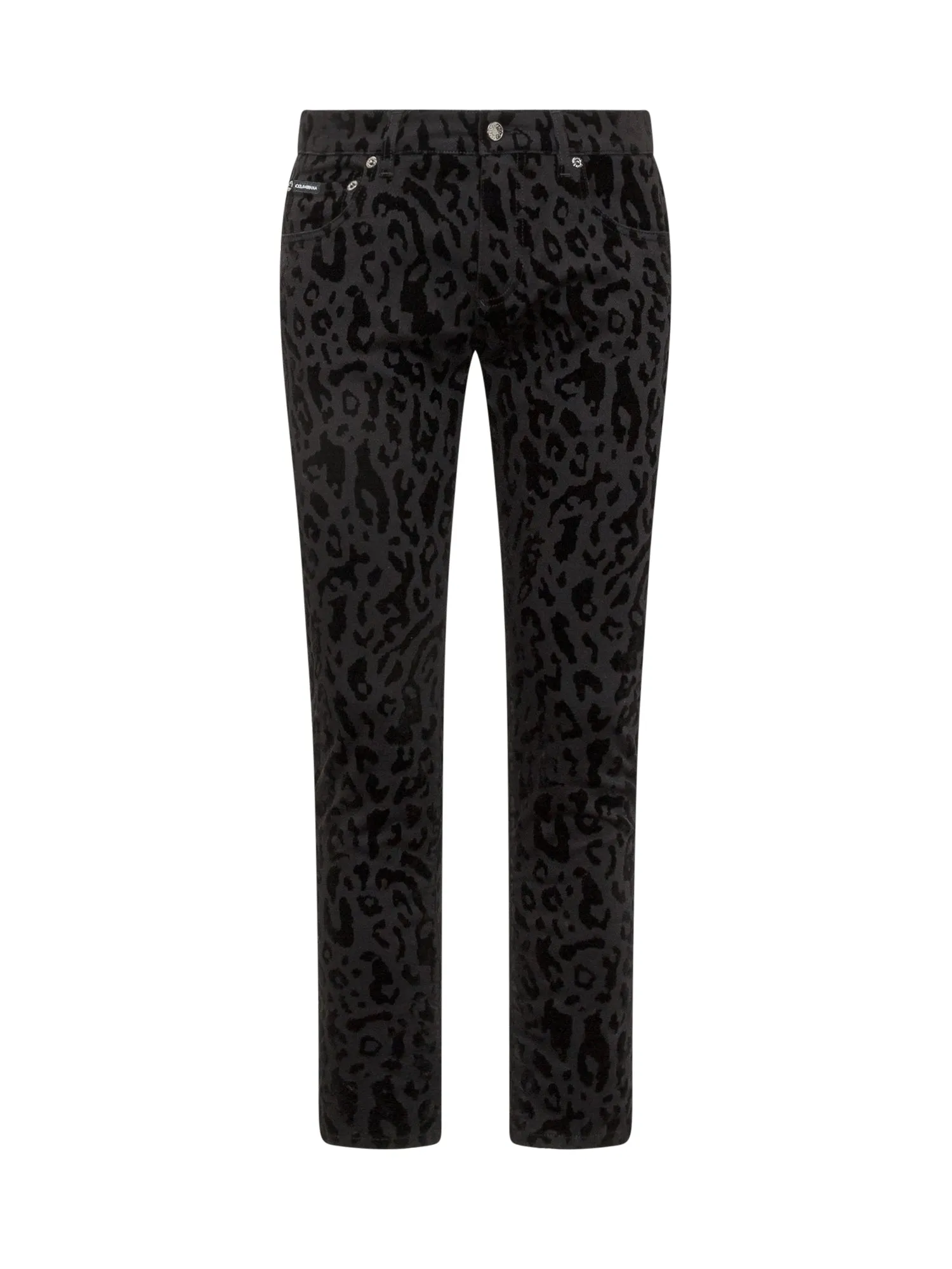 Dolce & Gabbana Leopard Printed Slim Fit Denim Jeans