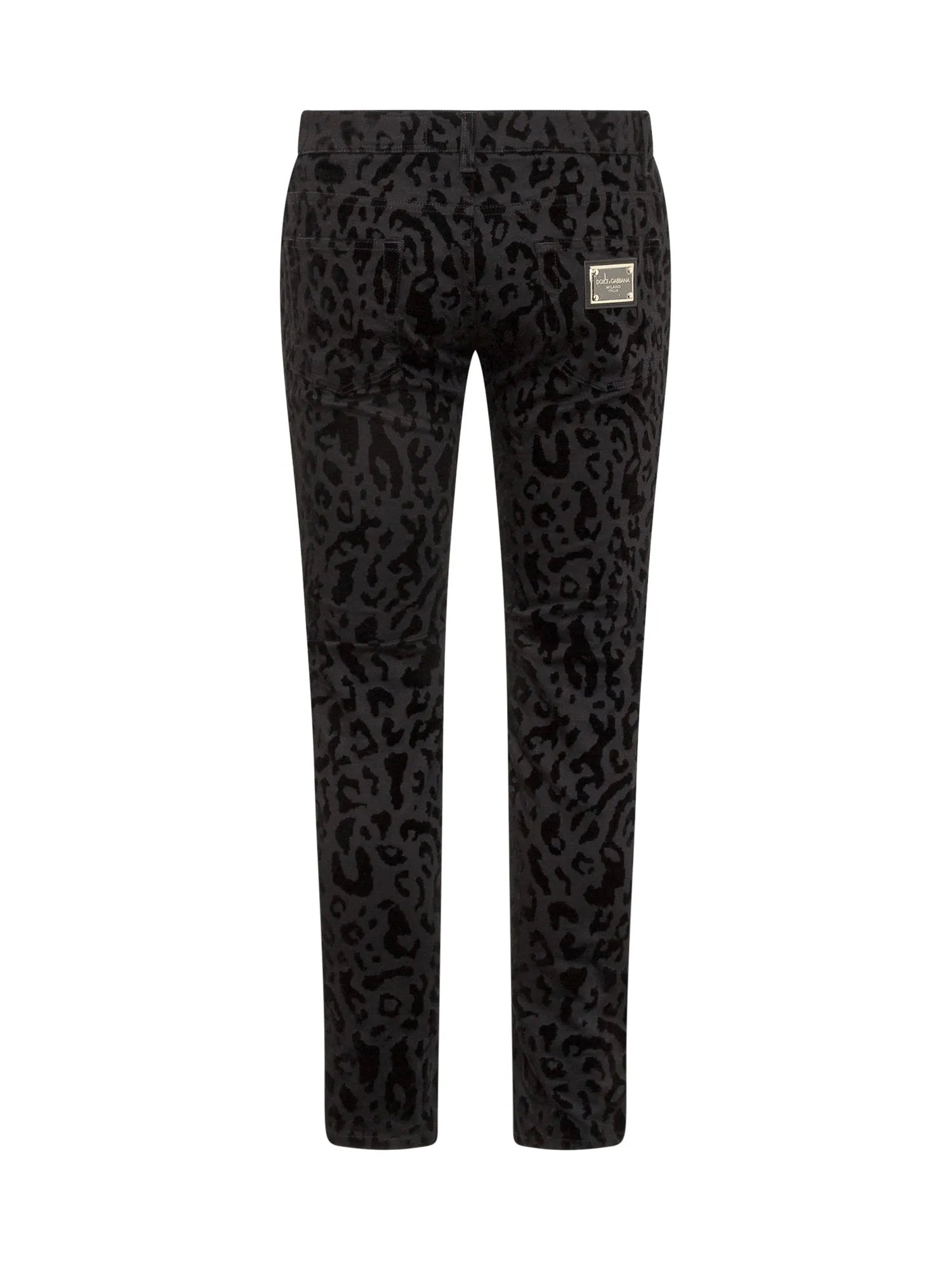 Dolce & Gabbana Leopard Printed Slim Fit Denim Jeans