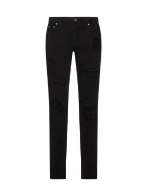 Dolce & Gabbana Logo Plaque Ripped Skinny Jeans