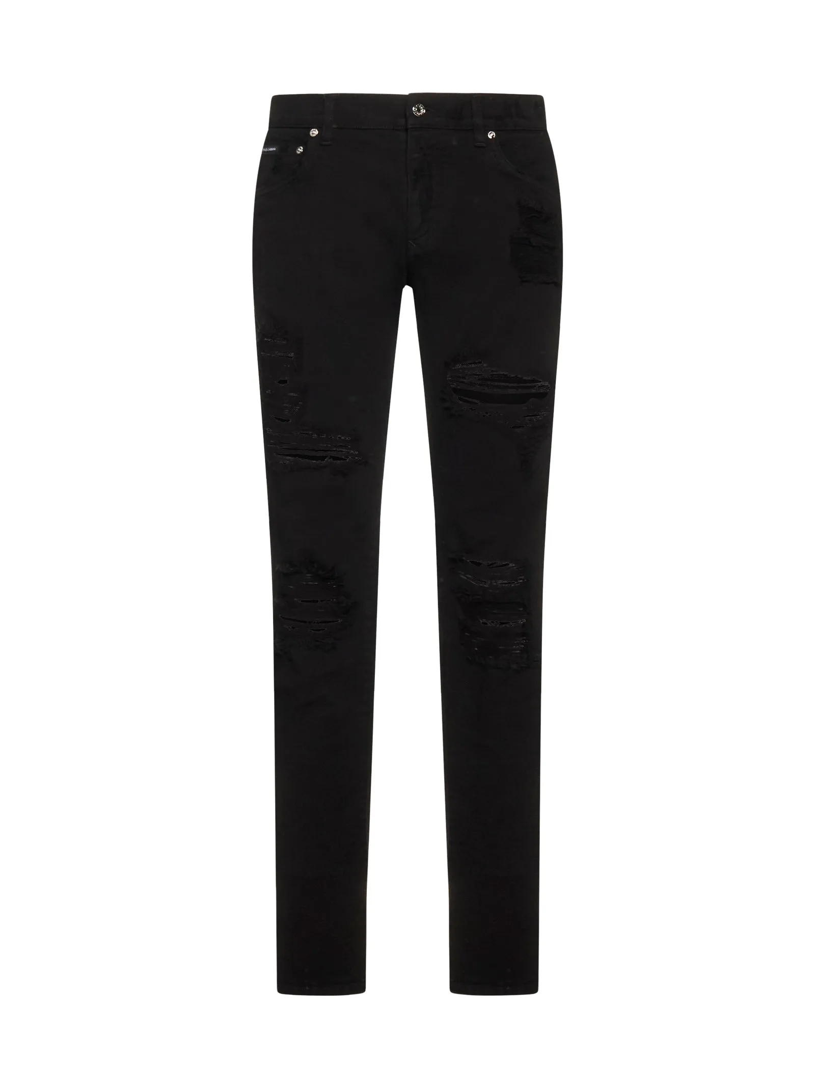 Dolce & Gabbana Logo Plaque Ripped Skinny Jeans