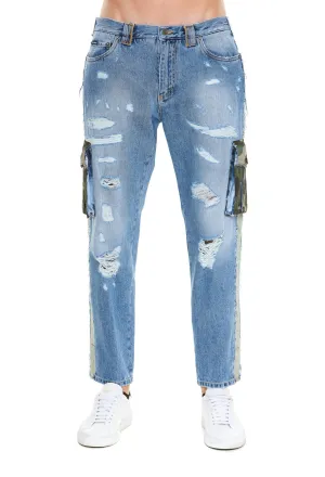 Dolce & Gabbana Loose Fit Rips Cargo Jeans