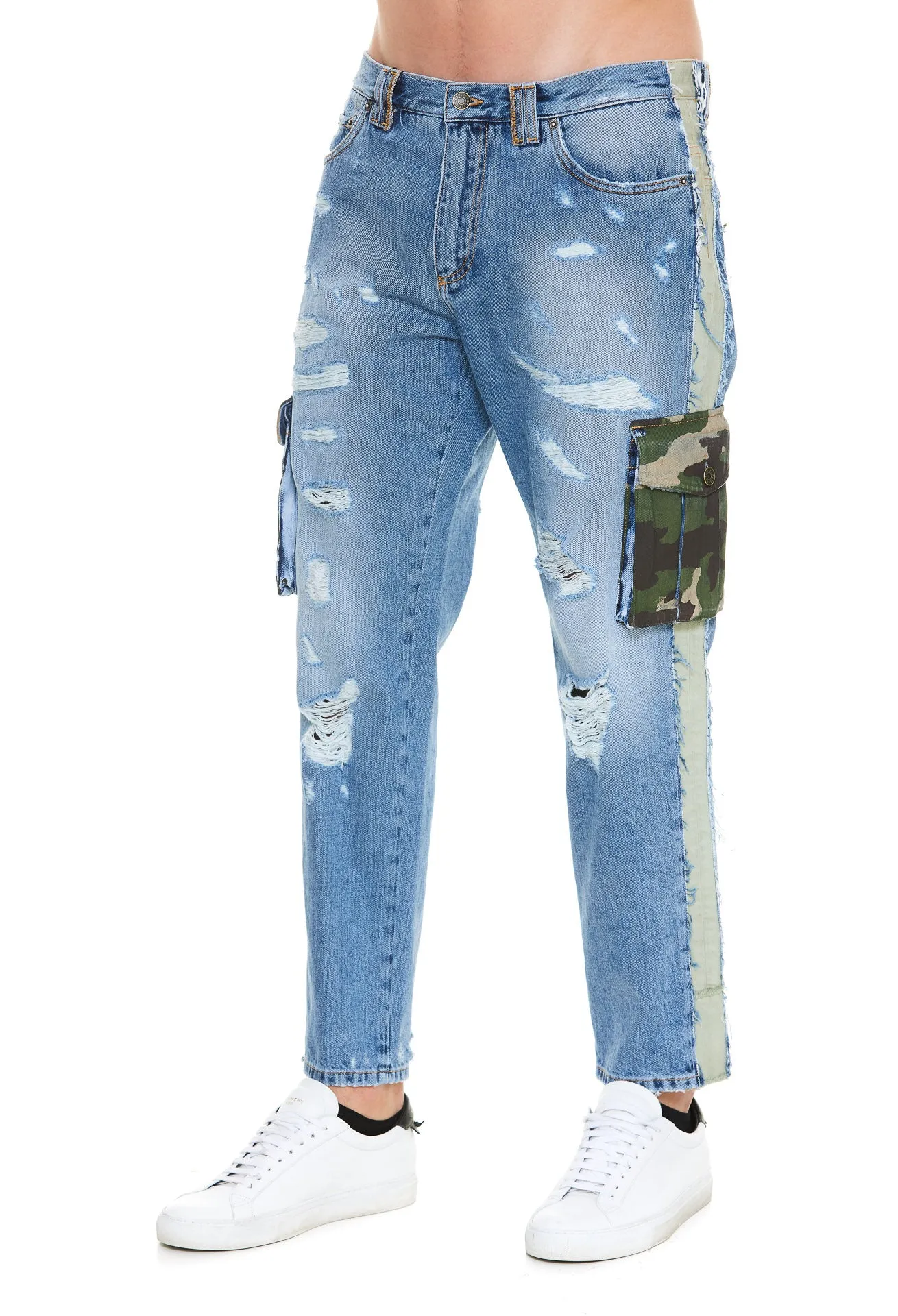 Dolce & Gabbana Loose Fit Rips Cargo Jeans