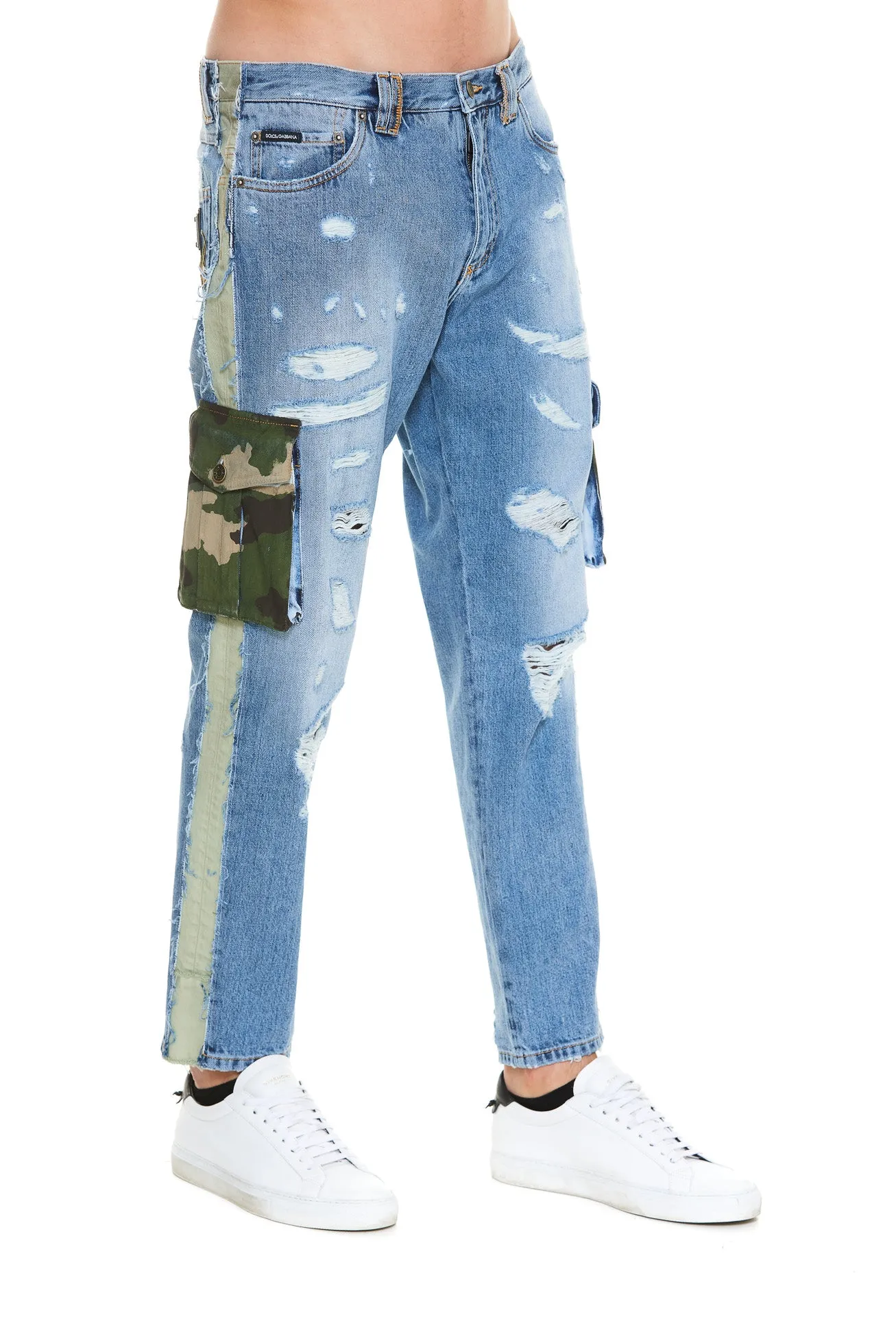 Dolce & Gabbana Loose Fit Rips Cargo Jeans