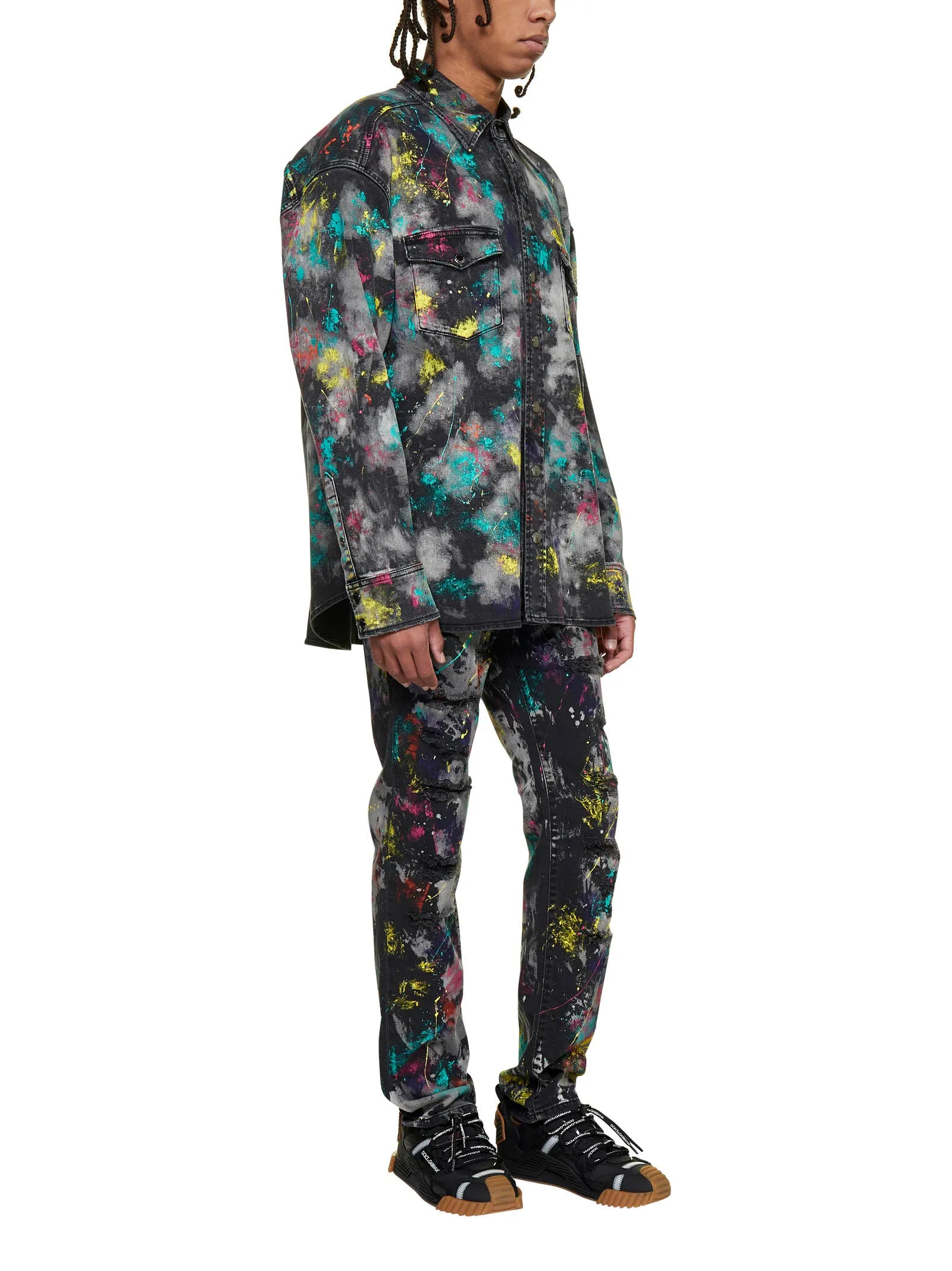Dolce & Gabbana Slim-Fit Marbled Print Stretched Jeans