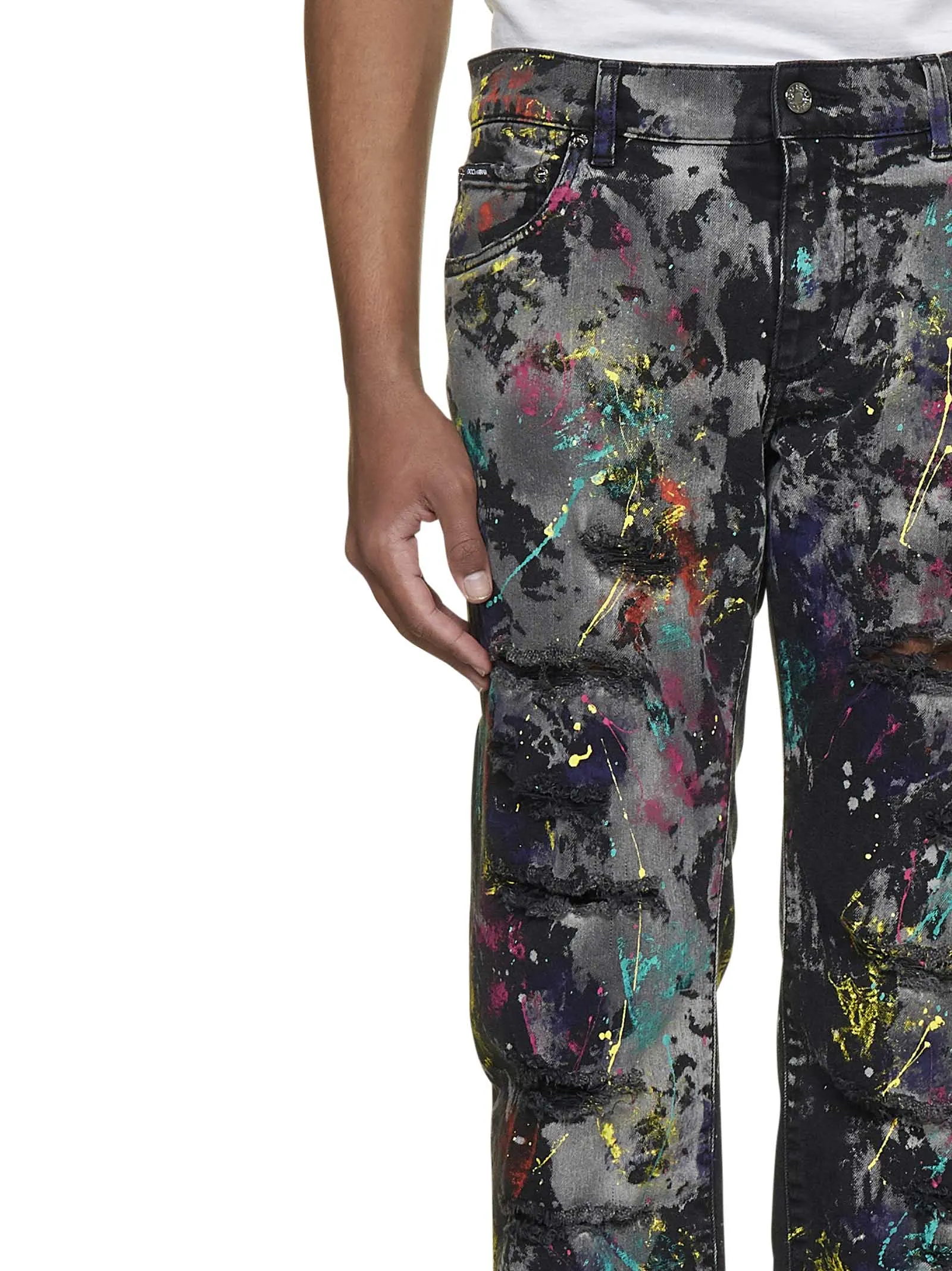 Dolce & Gabbana Slim-Fit Marbled Print Stretched Jeans