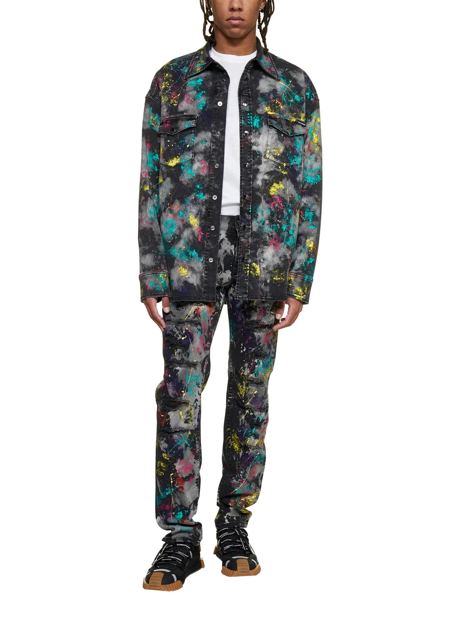 Dolce & Gabbana Slim-Fit Marbled Print Stretched Jeans