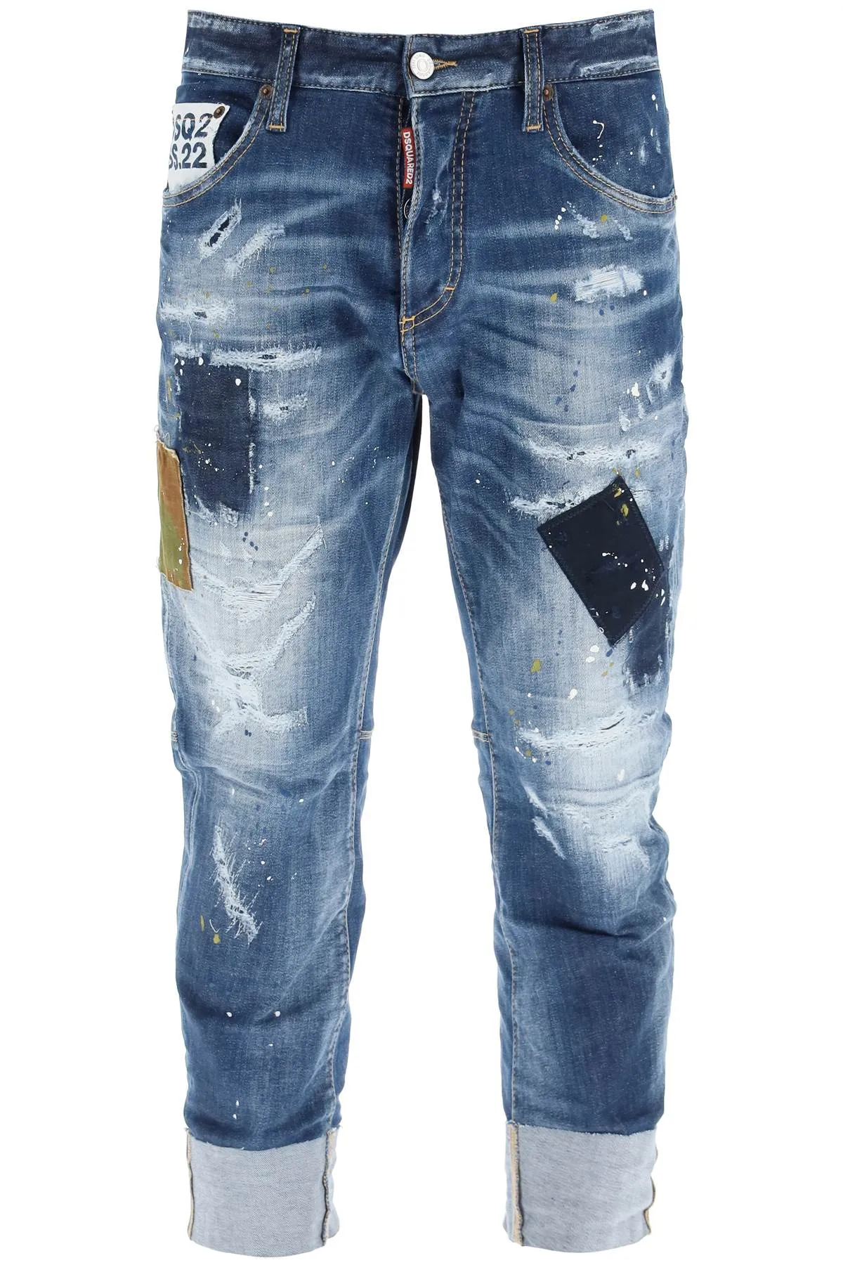Dsquared2 Distressed Effect Logo Detailed Cropped Jeans
