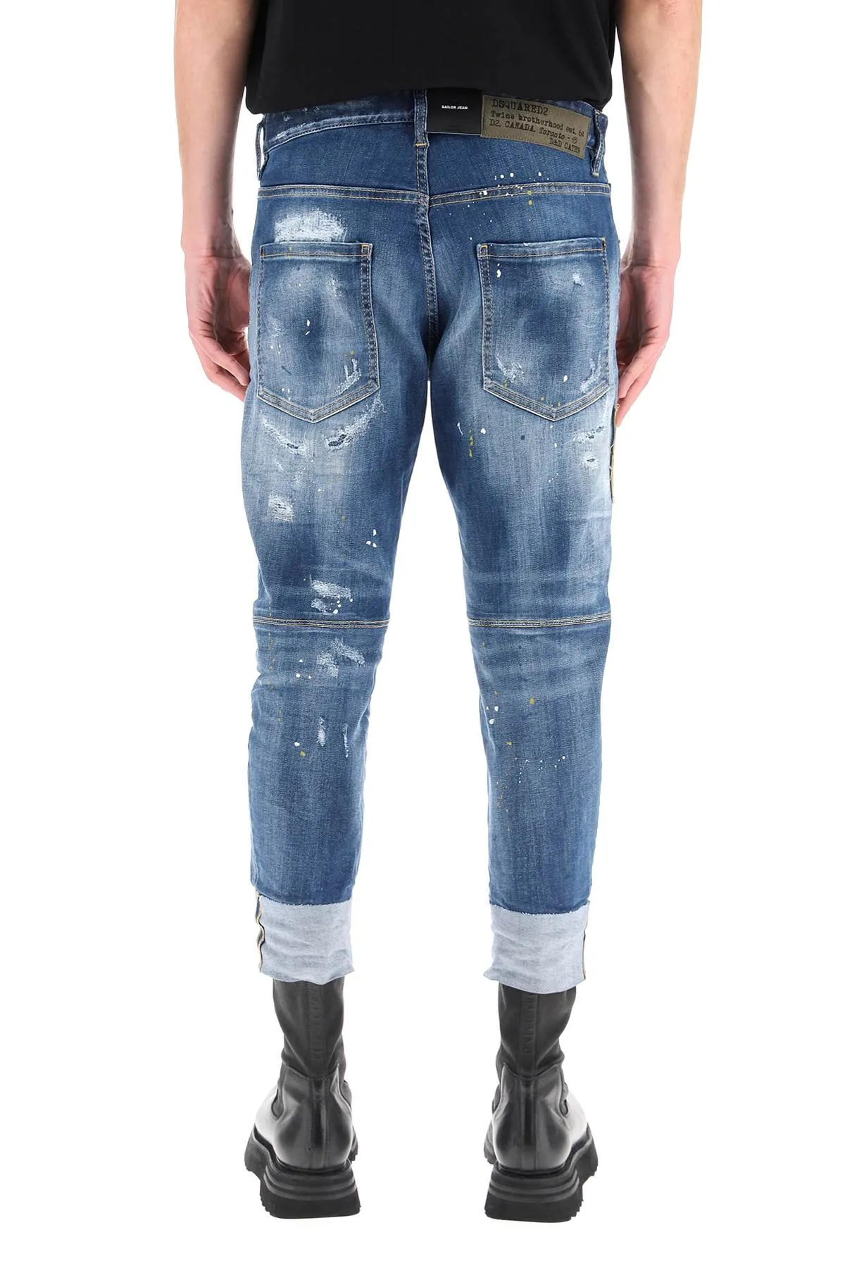 Dsquared2 Distressed Effect Logo Detailed Cropped Jeans