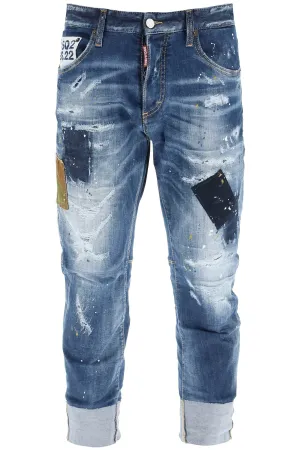 Dsquared2 Distressed Effect Logo Detailed Cropped Jeans