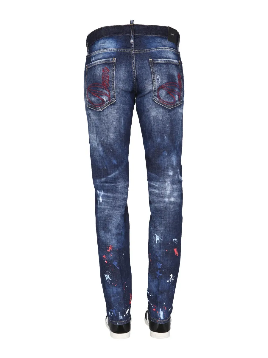 Dsquared2 Distressed Paint-Detalied Jeans