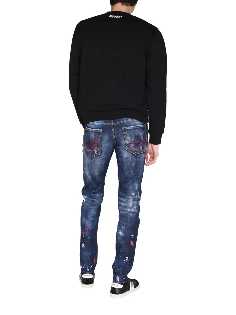Dsquared2 Distressed Paint-Detalied Jeans