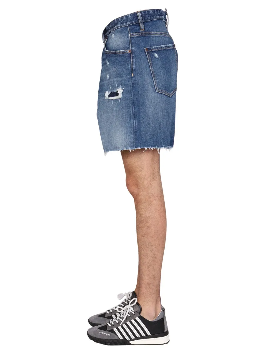 Dsquared2 Distressed Wide-Leg Shorts