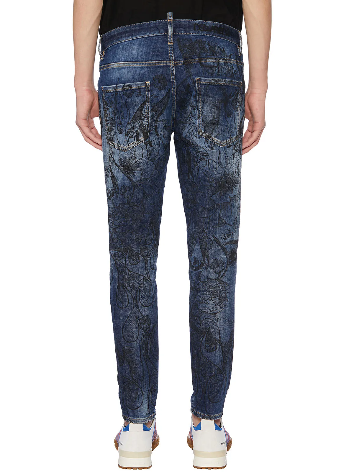 Dsquared2 Graphic Print Bleached Skinny Jeans