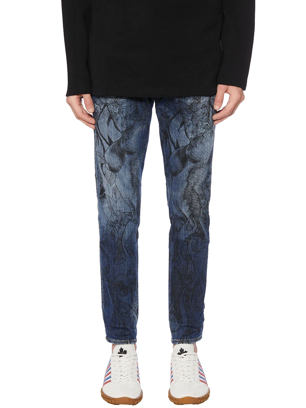 Dsquared2 Graphic Print Bleached Skinny Jeans