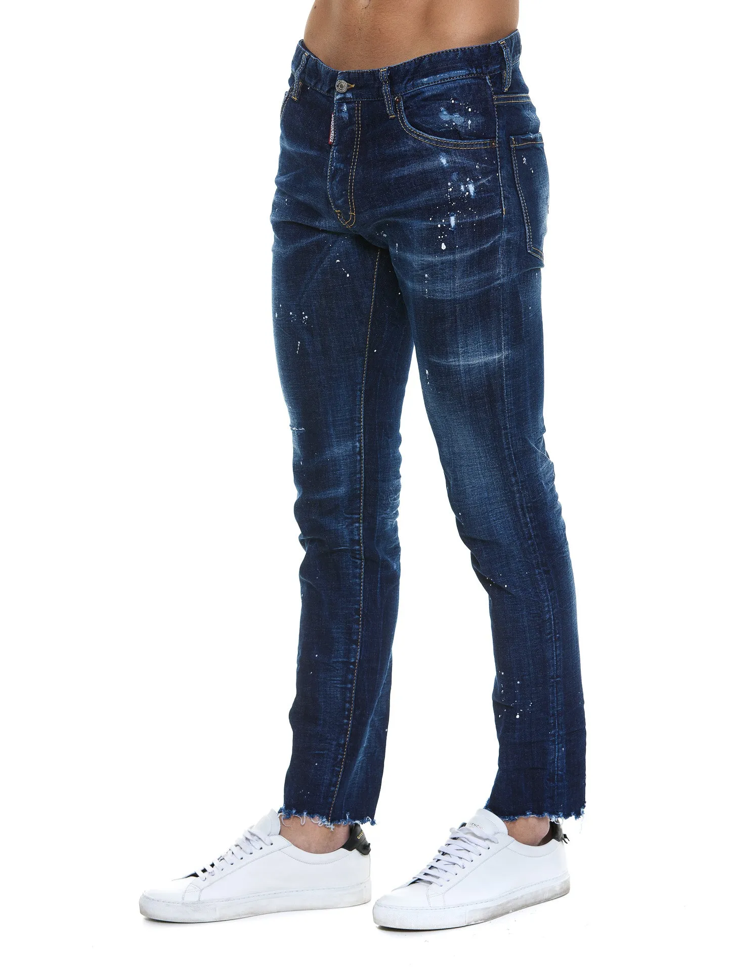 Dsquared2 Logo Patch Paint-Splatter Jeans