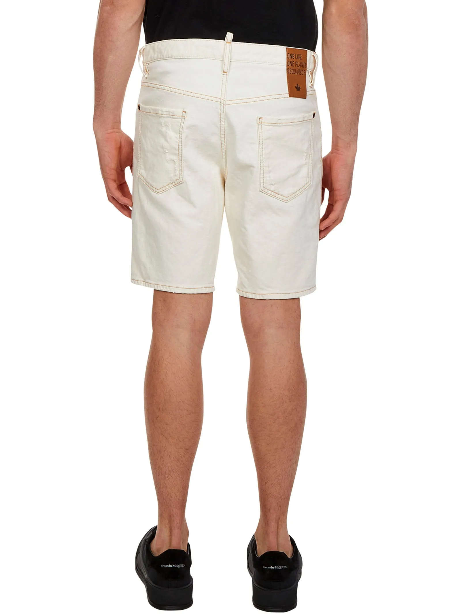 Dsquared2 Logo Patch Ripped Shorts