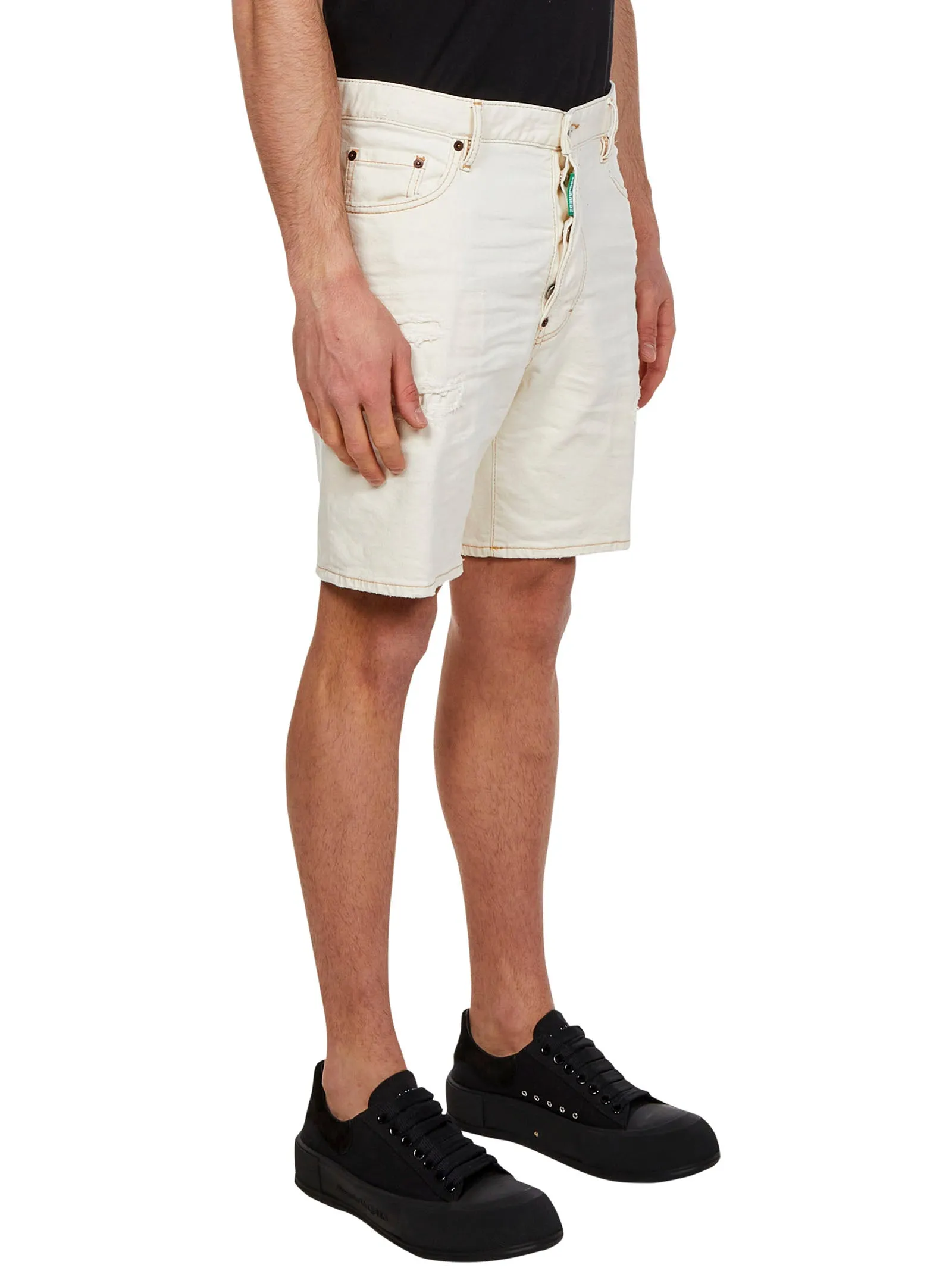 Dsquared2 Logo Patch Ripped Shorts