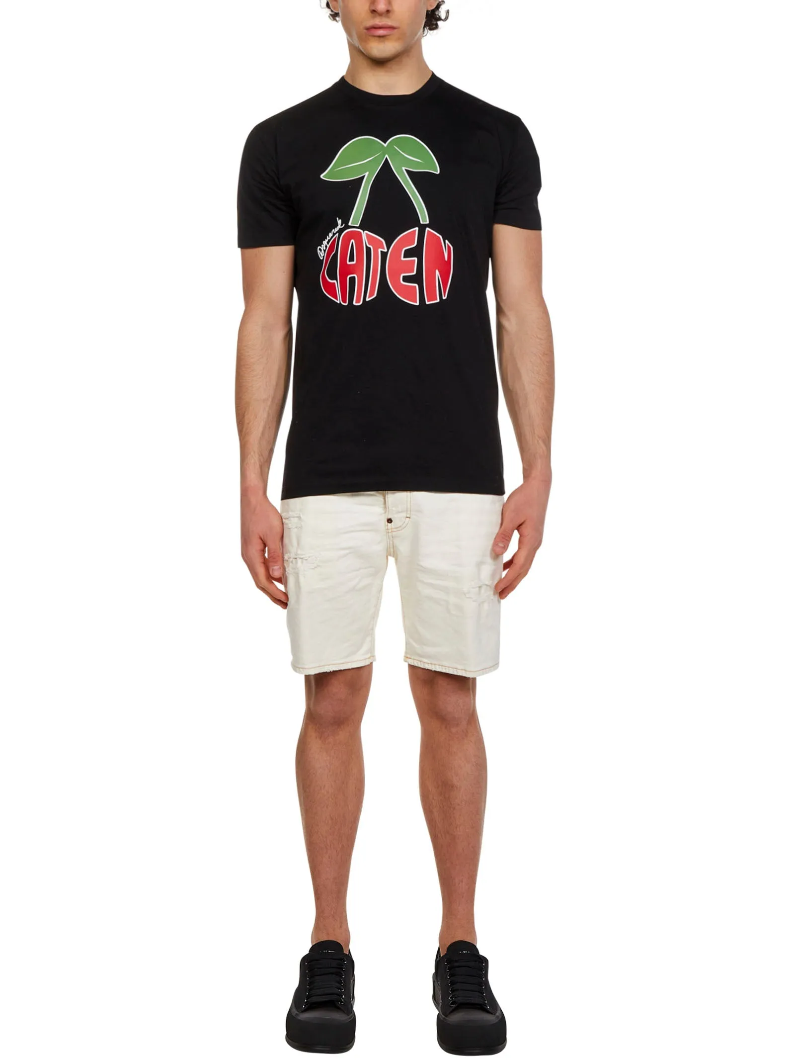 Dsquared2 Logo Patch Ripped Shorts