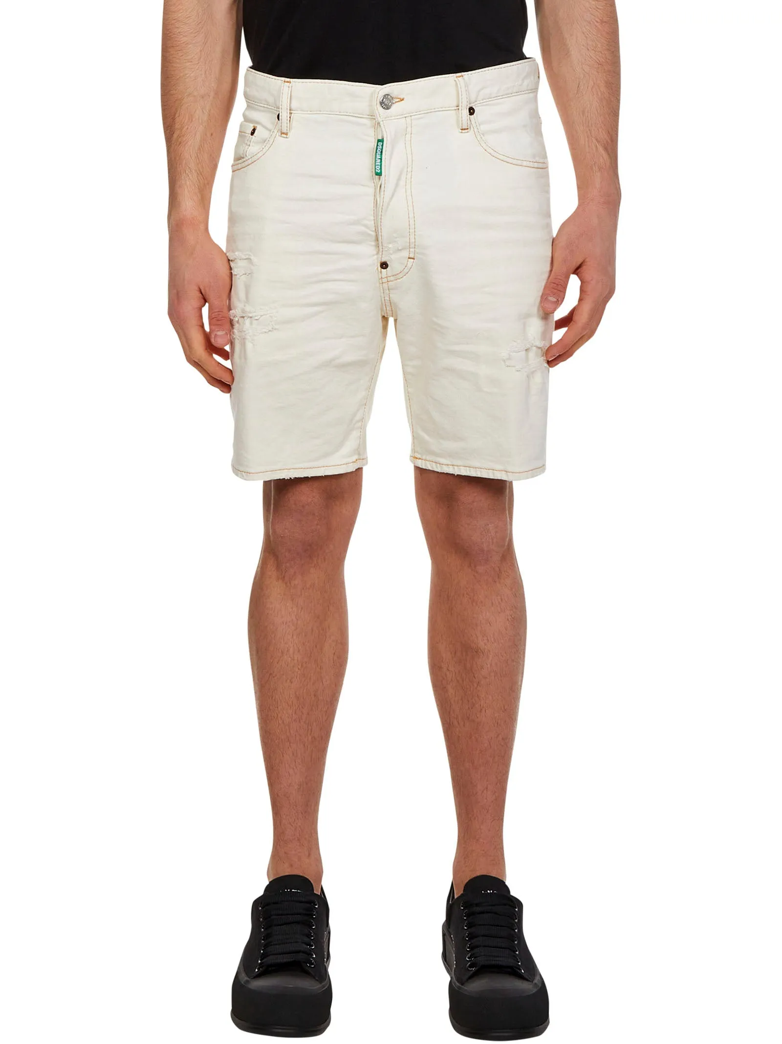 Dsquared2 Logo Patch Ripped Shorts