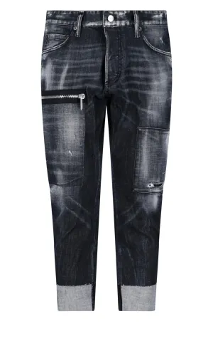 Dsquared2 Zip Detailed Washed Cropped Jeans