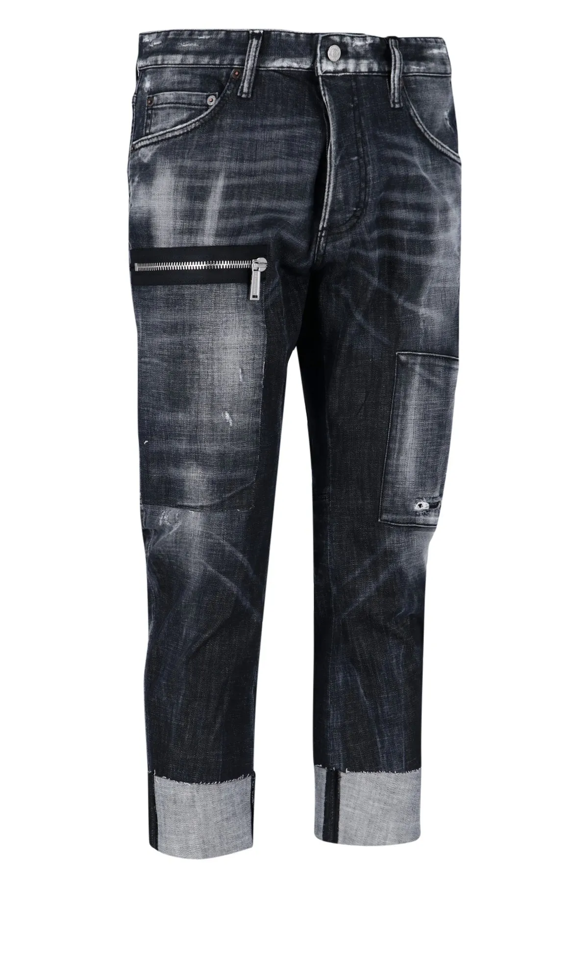 Dsquared2 Zip Detailed Washed Cropped Jeans
