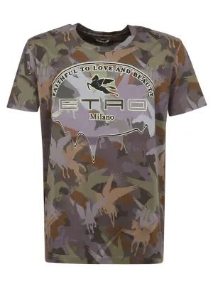 Etro Camouflage Printed Crewneck T-Shirt