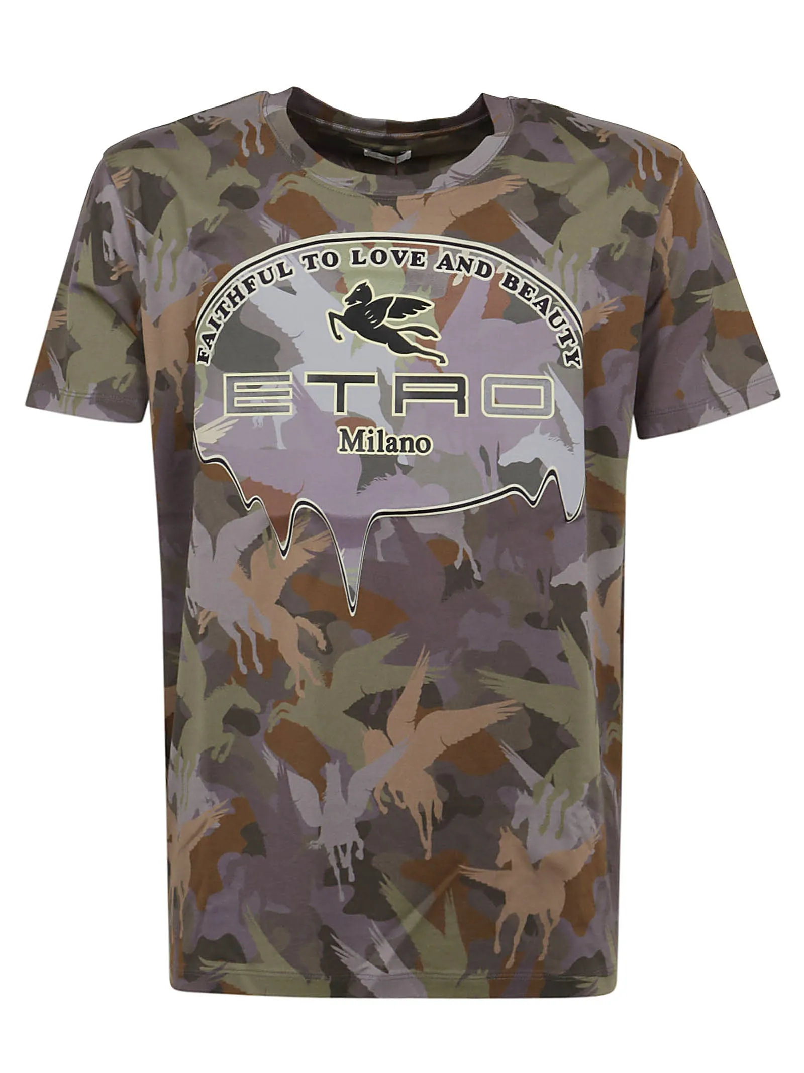 Etro Camouflage Printed Crewneck T-Shirt