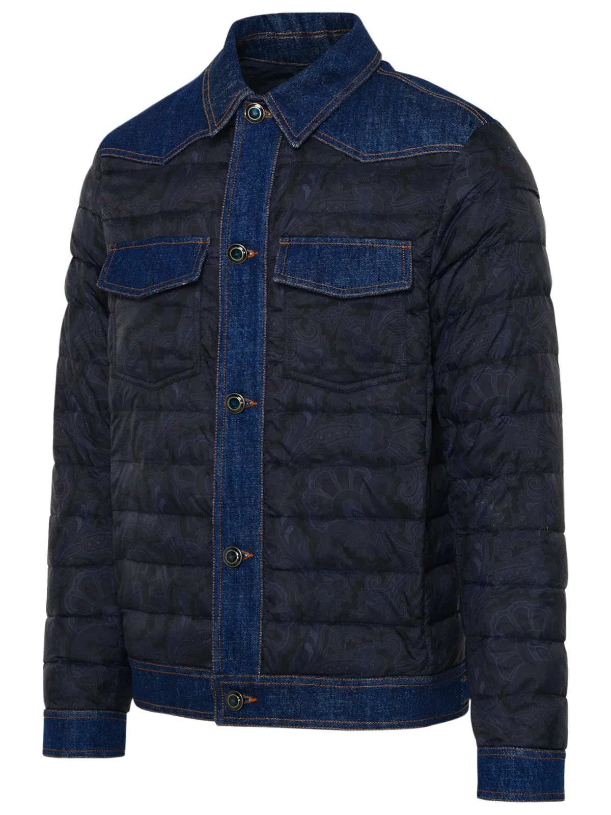 Etro Denim Padded Puffer Jacket