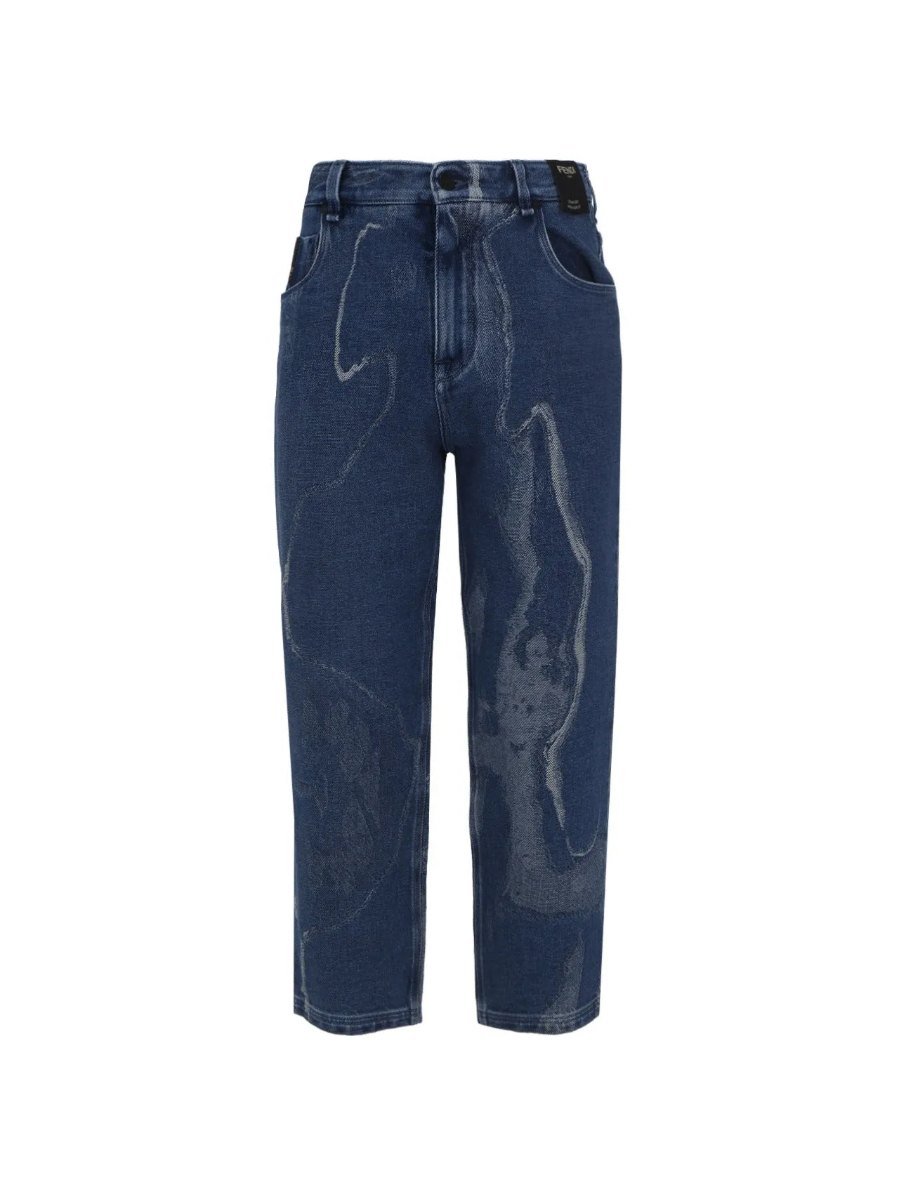 Fendi Contrasted Logo Motif Denim Trousers