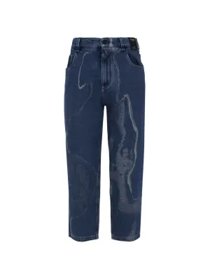Fendi Contrasted Logo Motif Denim Trousers