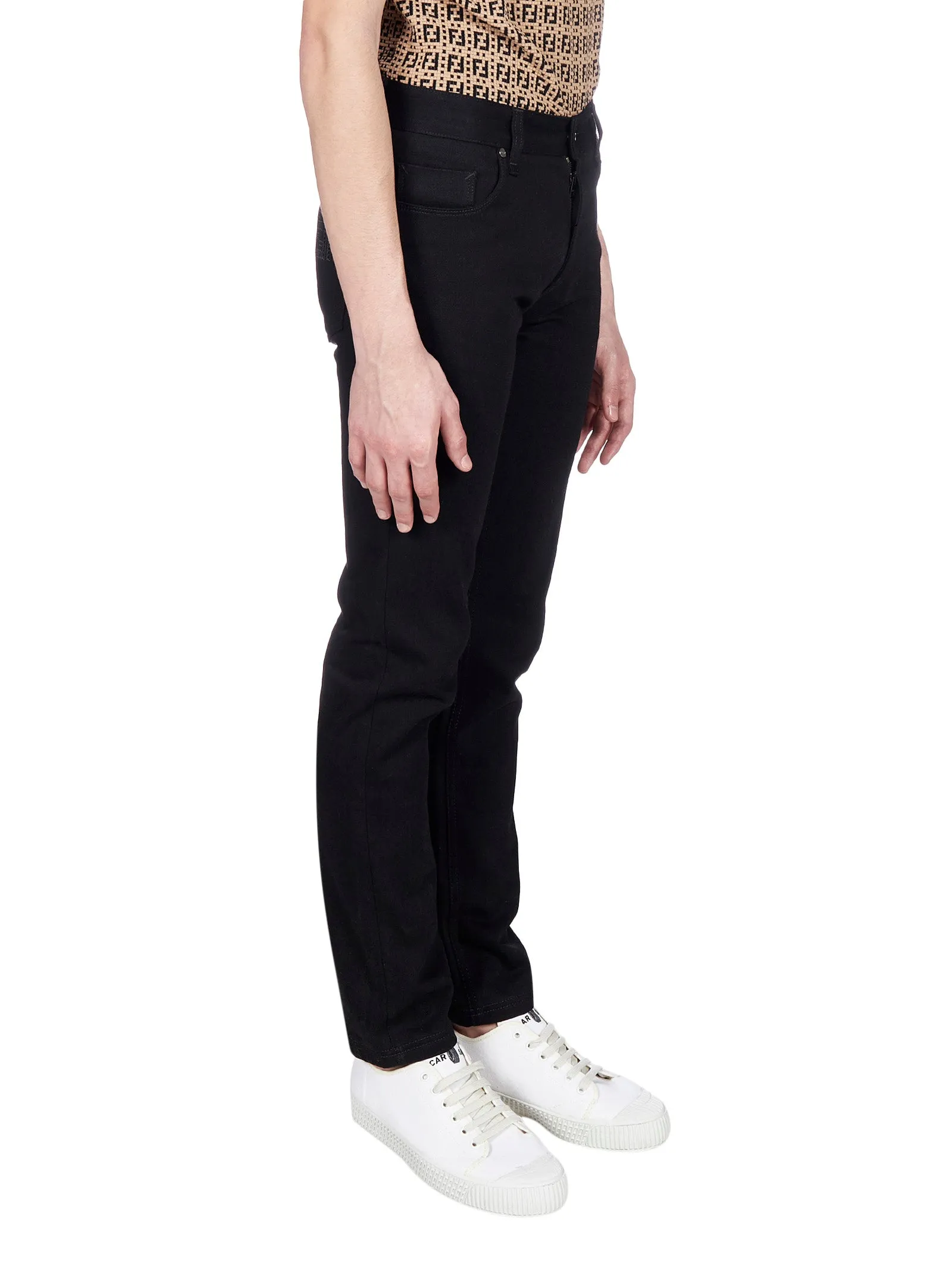 Fendi FF Embroidered Pocket Slim-Fit Jeans