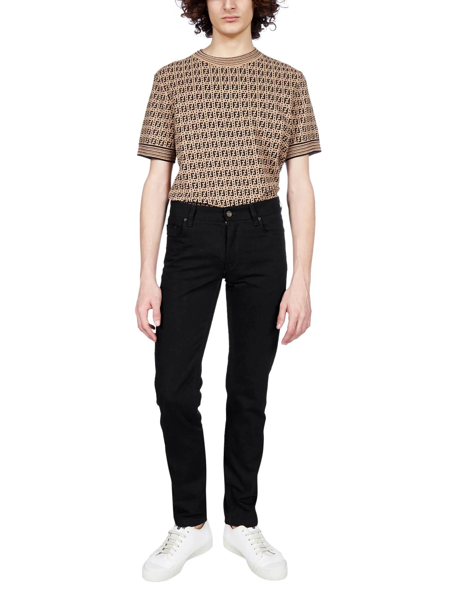 Fendi FF Embroidered Pocket Slim-Fit Jeans