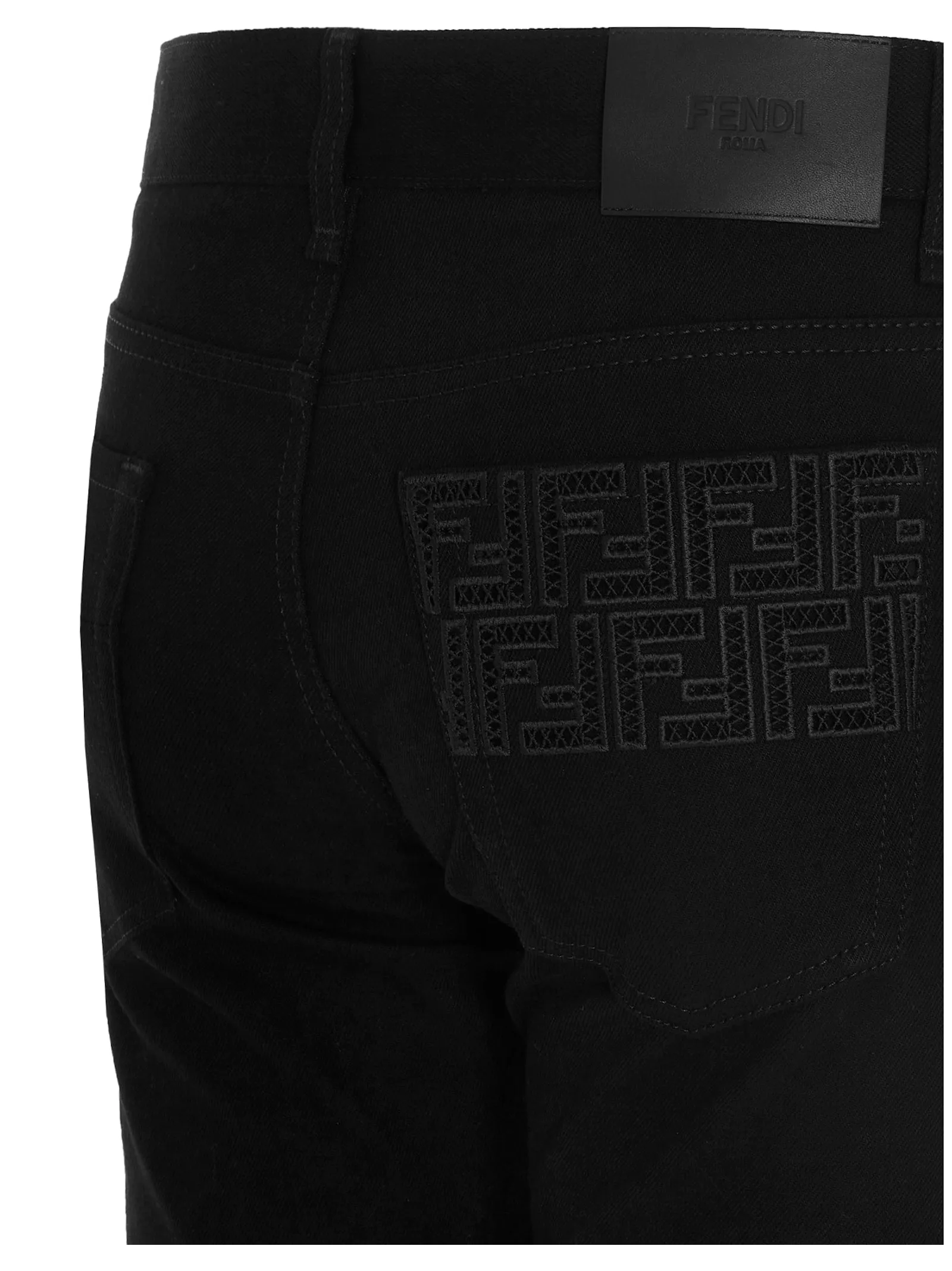 Fendi FF Embroidered Pocket Slim-Fit Jeans