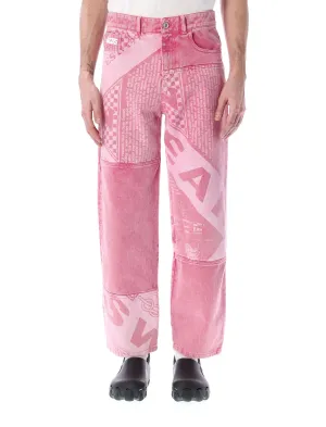 GCDS Button Detailed Straight Leg Jeans