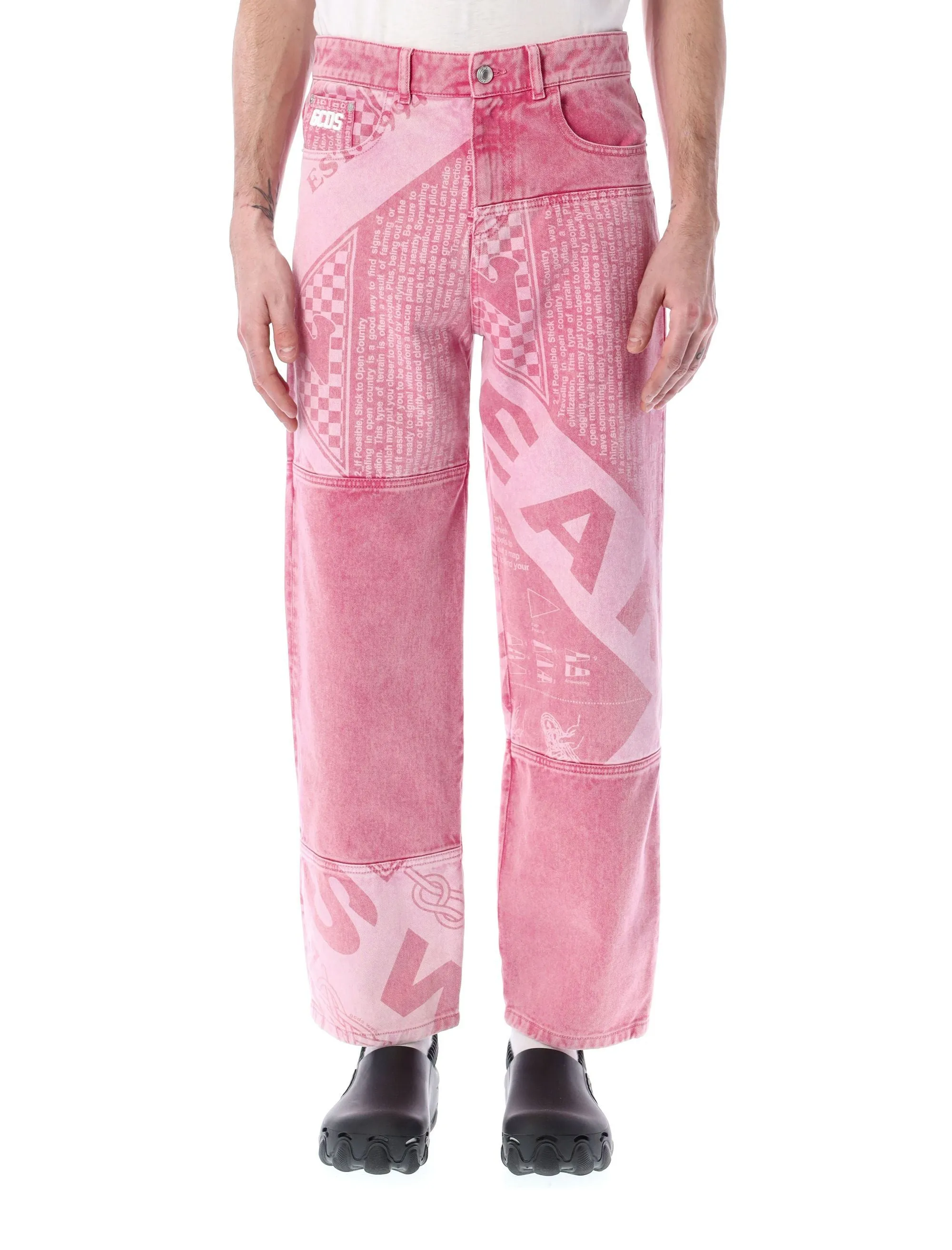 GCDS Button Detailed Straight Leg Jeans