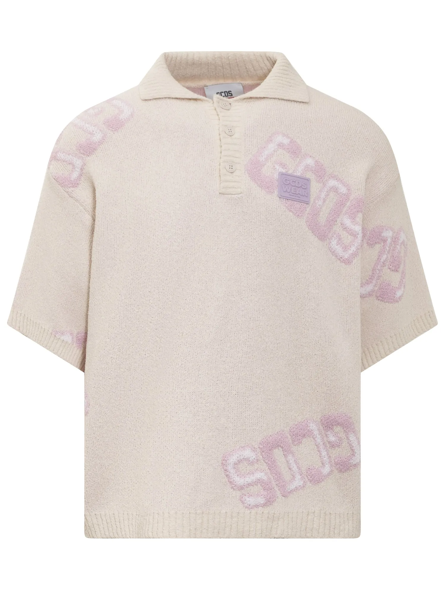 GCDS Logo Detailed Short-Sleeved Knit Polo Shirt