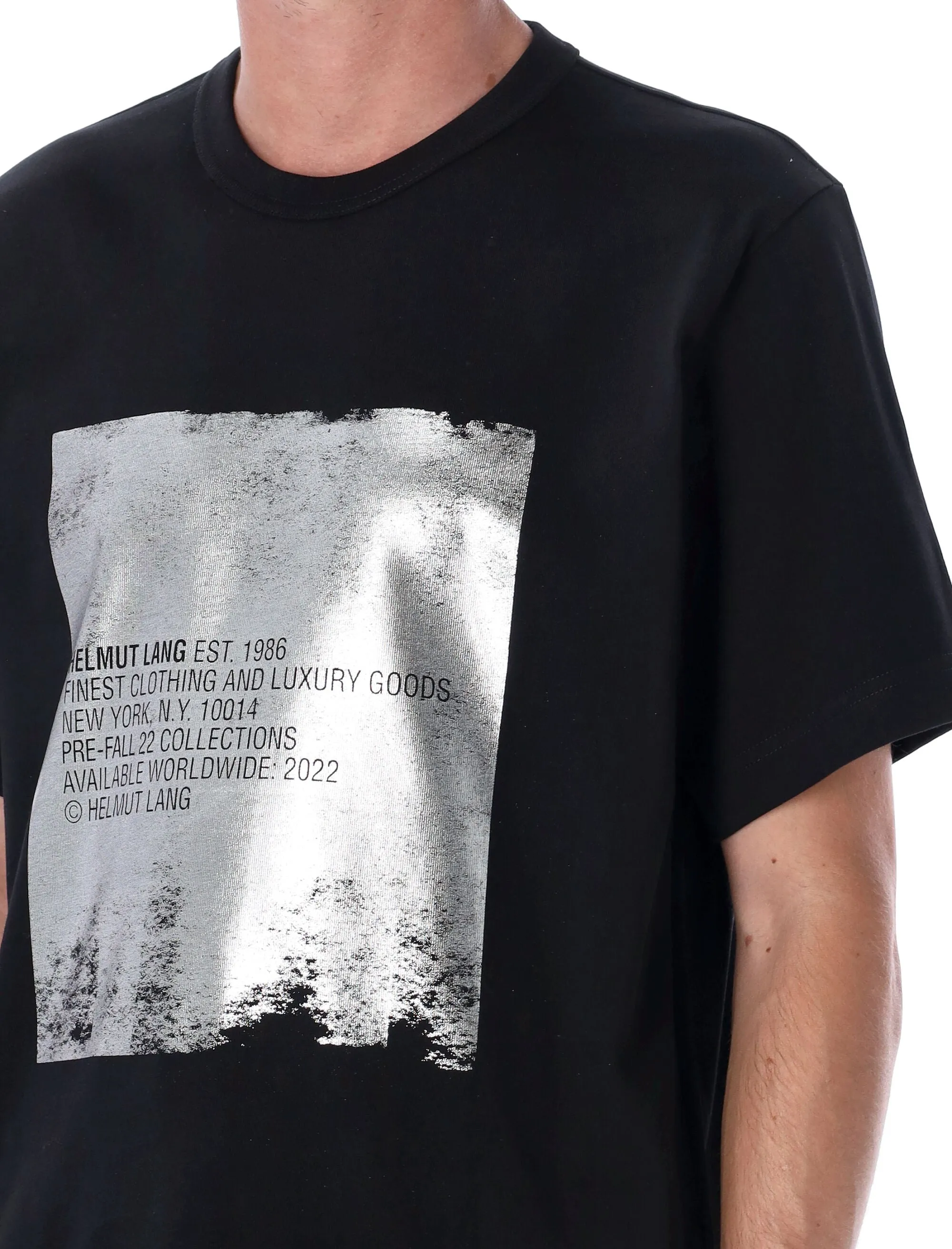 Helmut Lang Square Silver Crewneck T-Shirt