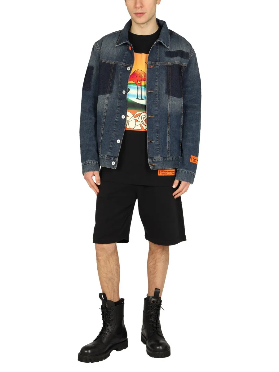 Heron Preston Logo Patch Long-Sleeved Denim Jacket