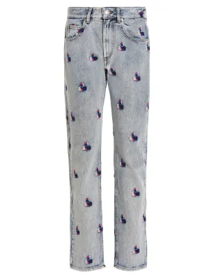 Isabel Marant Logo Embroidered Mid-Waisted Jeans