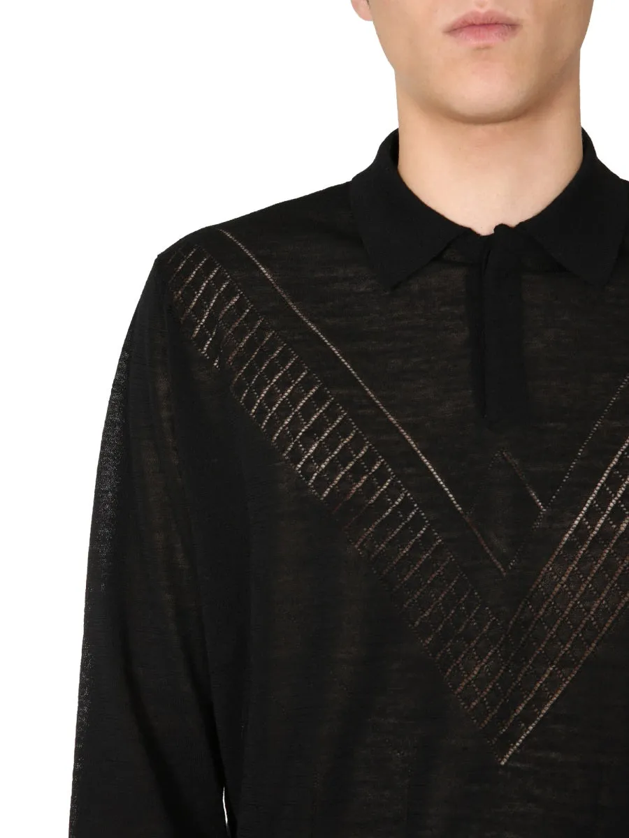 Jil Sander Ajour Detail Long-Sleeve Polo Shirt