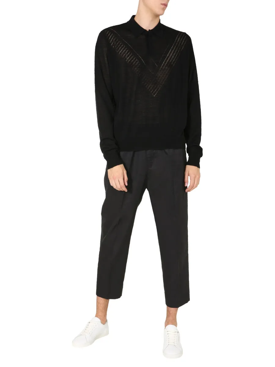 Jil Sander Ajour Detail Long-Sleeve Polo Shirt
