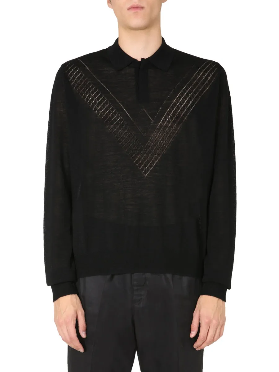 Jil Sander Ajour Detail Long-Sleeve Polo Shirt