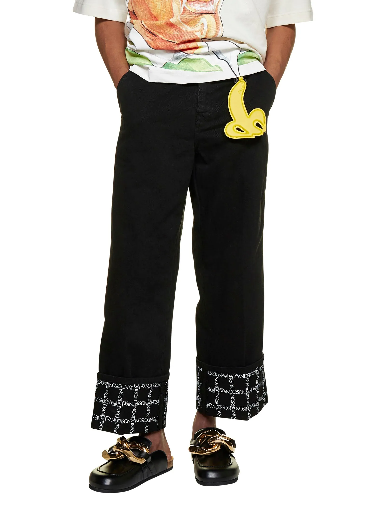 JW Anderson Logo Printed Turn-Up Brim Jeans